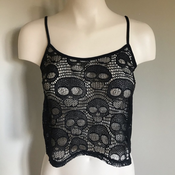 Garage Tops - Skull Lace Crop Top